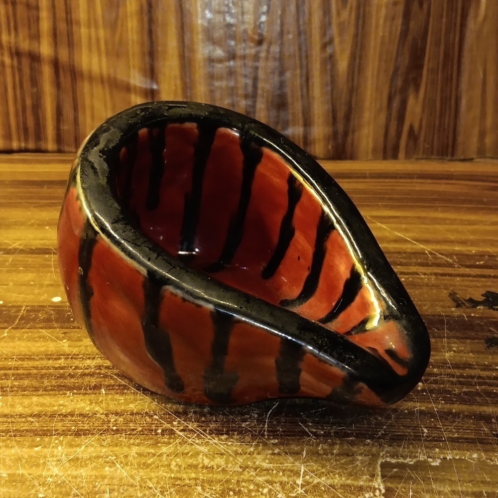 Ceramic ashtray trinket jar made in Portugal signed by artist